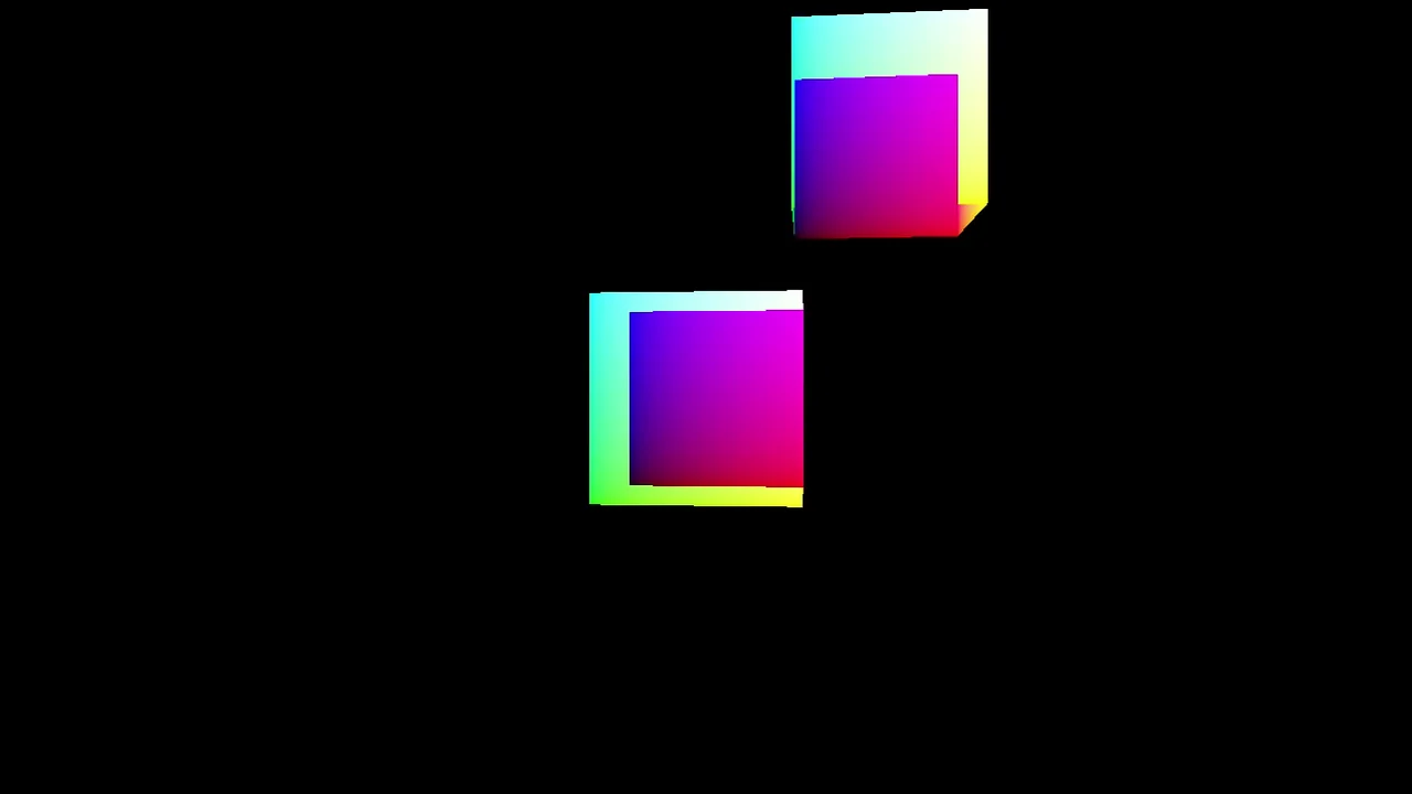 Two vertex-coloured cubes rendered by the Project V Vulkan backend on a black background